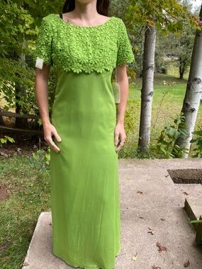 Vintage 60s Sylvia Ann green maxi dress deadstock hippie boho